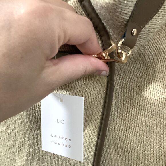 LC Lauren Conrad Cloak/Cape in Beige/Tan w/ Faux Leather Trim One Size Fits All - Picture 7 of 12